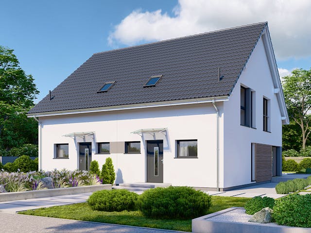 Fertighaus Partner 108 von Danwood - Österreich Schlüsselfertig ab 262800€, Satteldach-Klassiker Außenansicht 1