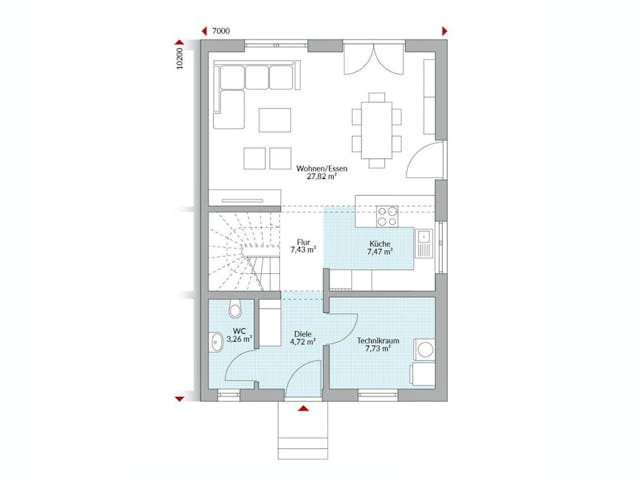 Fertighaus Partner 116W von Danwood - Österreich Schlüsselfertig ab 275400€, Stadtvilla Grundriss 1