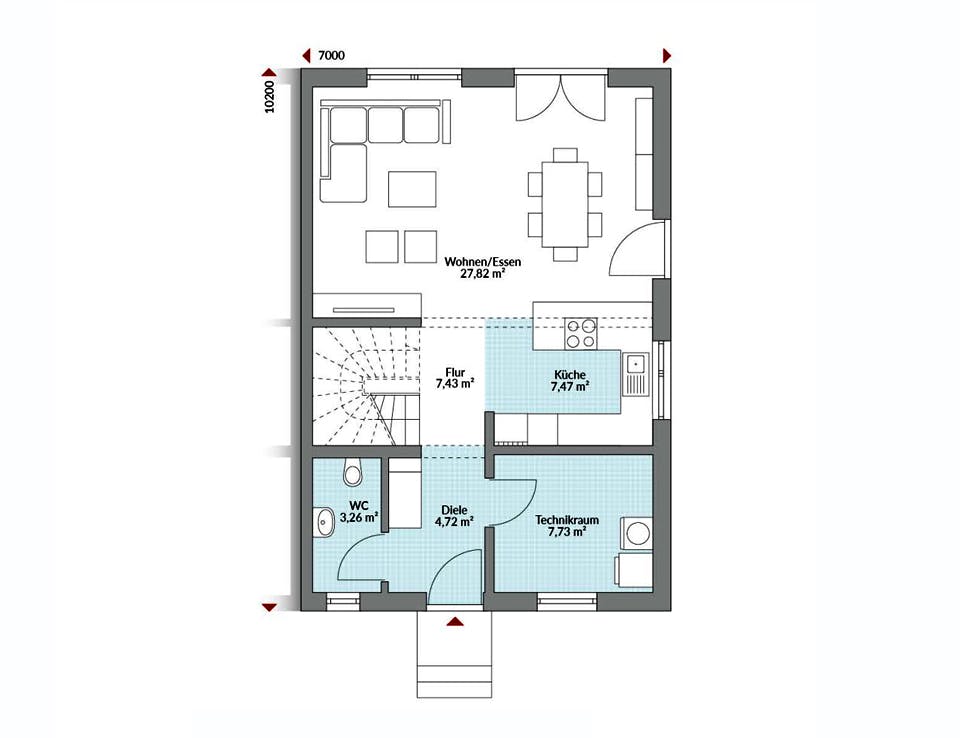 Fertighaus Partner 116W von Danwood - Österreich Schlüsselfertig ab 239900€, Stadtvilla Grundriss 1