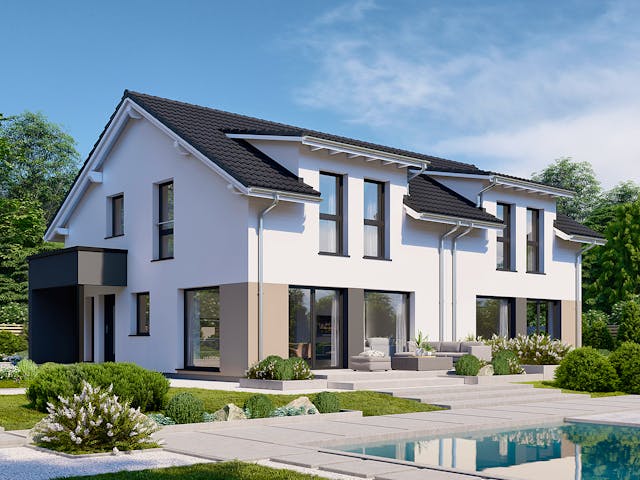 Fertighaus Partner 117.1 von Danwood - Österreich Schlüsselfertig ab 293200€, Satteldach-Klassiker Außenansicht 1