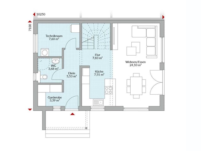 Fertighaus Partner 117.1 von Danwood - Österreich Schlüsselfertig ab 293200€, Satteldach-Klassiker Grundriss 1