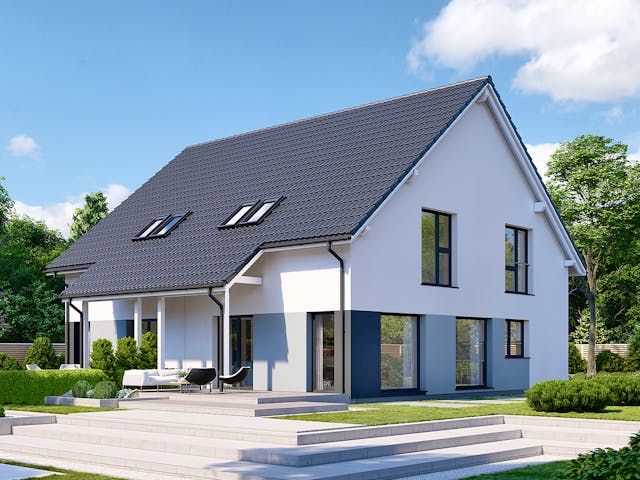 Fertighaus Partner 121 von Danwood - Österreich Schlüsselfertig ab 285500€, Satteldach-Klassiker Außenansicht 1 Fertighaus Partner 121 von Danwood - Österreich Schlüsselfertig ab 285500€, Satteldach-Klassiker Außenansicht 1