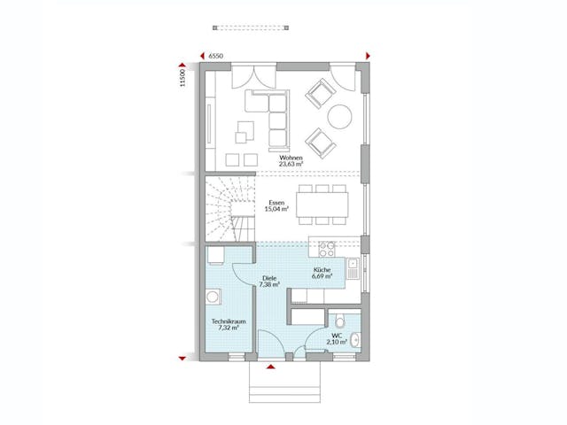 Fertighaus Partner 121 von Danwood - Österreich Schlüsselfertig ab 285500€, Satteldach-Klassiker Grundriss 1