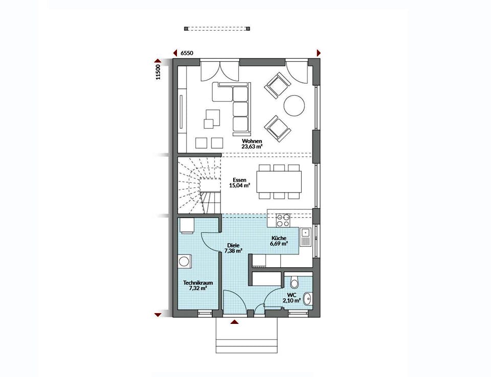 Fertighaus Partner 121 von Danwood - Österreich Schlüsselfertig ab 247600€, Satteldach-Klassiker Grundriss 1