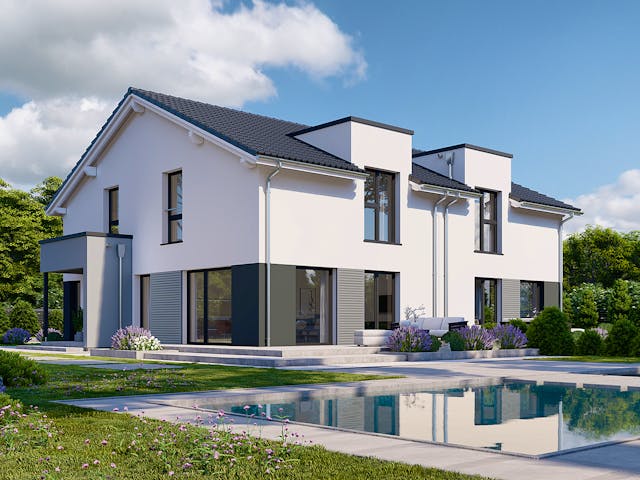 Fertighaus Partner 132.1 von Danwood - Österreich Schlüsselfertig ab 309600€, Satteldach-Klassiker Außenansicht 1 Fertighaus Partner 132.1 von Danwood - Österreich Schlüsselfertig ab 309600€, Satteldach-Klassiker Außenansicht 1