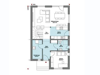 Fertighaus Partner 136 von Danwood - Österreich Schlüsselfertig ab 304000€, Satteldach-Klassiker Grundriss 1