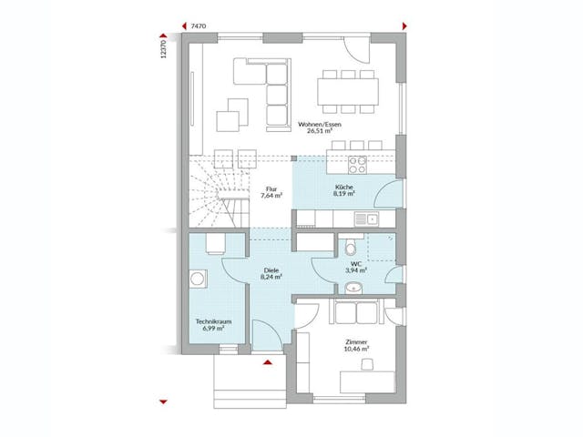 Fertighaus Partner 136 von Danwood - Österreich Schlüsselfertig ab 304000€, Satteldach-Klassiker Grundriss 1 Fertighaus Partner 136 von Danwood - Österreich Schlüsselfertig ab 304000€, Satteldach-Klassiker Grundriss 1