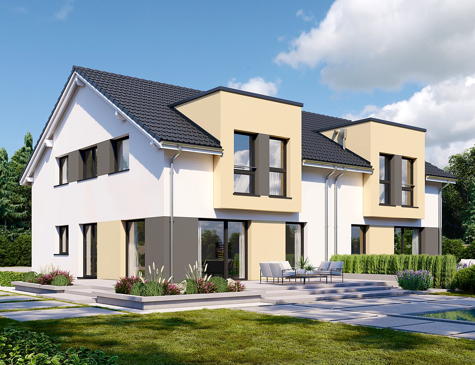 Fertighaus Partner 150 von Danwood - Österreich Schlüsselfertig ab 291000€, Satteldach-Klassiker Außenansicht 1