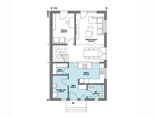 Fertighaus Partner 150 von Danwood - Österreich Schlüsselfertig ab 335200€, Satteldach-Klassiker Grundriss 1