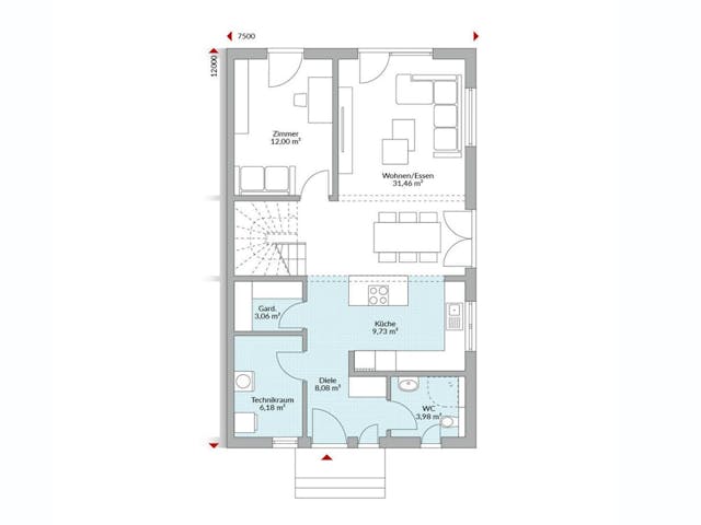 Fertighaus Partner 150 von Danwood - Österreich Schlüsselfertig ab 335200€, Satteldach-Klassiker Grundriss 1 Fertighaus Partner 150 von Danwood - Österreich Schlüsselfertig ab 335200€, Satteldach-Klassiker Grundriss 1