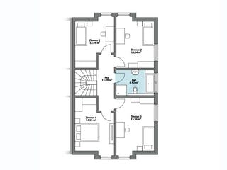 Fertighaus Partner 150 von Danwood - Österreich Schlüsselfertig ab 335200€, Satteldach-Klassiker Grundriss 2