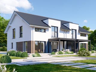 Fertighaus Partner 151 von Danwood - Österreich Schlüsselfertig ab 334400€, Satteldach-Klassiker Außenansicht 1
