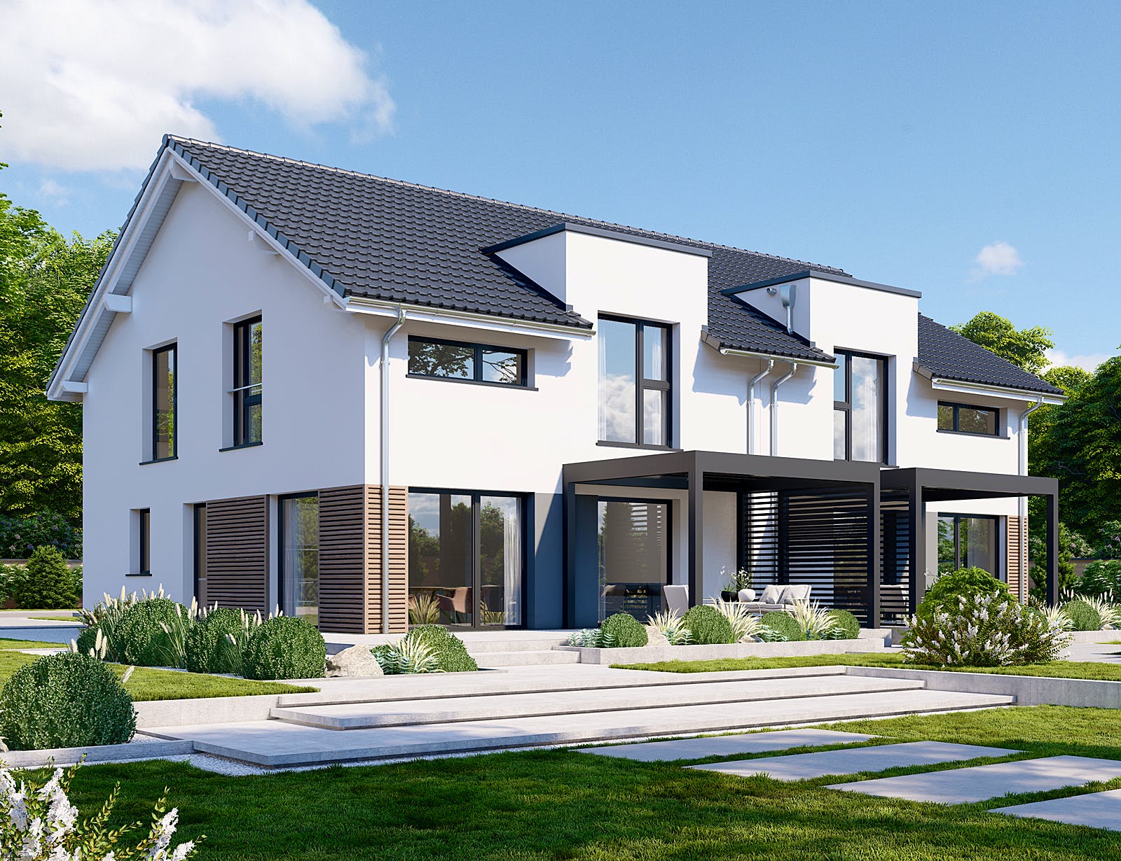 Fertighaus Partner 151 von Danwood - Österreich Schlüsselfertig ab 290700€, Satteldach-Klassiker Außenansicht 1