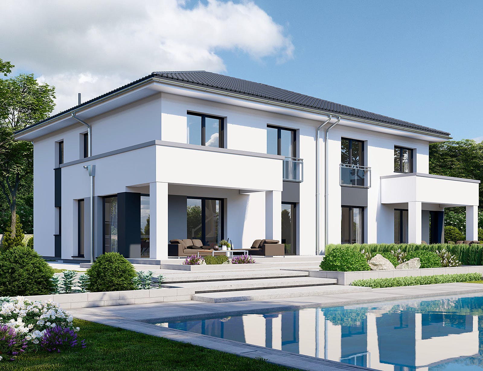 Fertighaus Partner 155W von Danwood - Österreich Schlüsselfertig ab 306900€, Stadtvilla Außenansicht 1