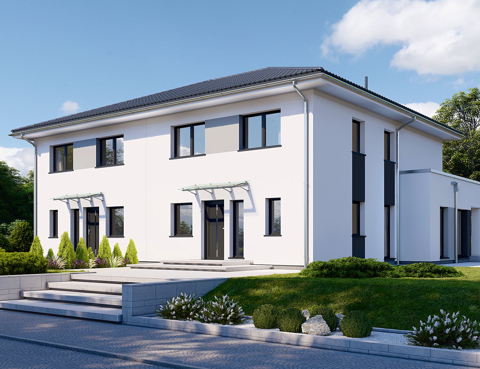 Fertighaus Partner 155W von Danwood - Österreich Schlüsselfertig ab 306900€, Stadtvilla Außenansicht 2
