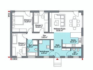 Fertighaus Perfect 101 von Danwood - Österreich Schlüsselfertig ab 256600€, Bungalow Grundriss 1