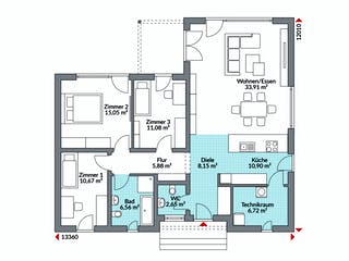 Fertighaus Perfect 112 von Danwood - Österreich Schlüsselfertig ab 283900€, Bungalow Grundriss 1