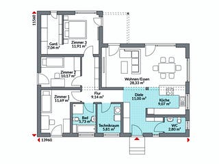 Fertighaus Perfect 113 von Danwood - Österreich Schlüsselfertig ab 302000€, Bungalow Grundriss 1