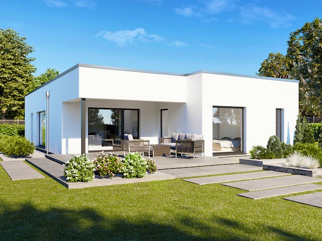 Fertighaus Perfect 120 Cube von Danwood - Österreich Schlüsselfertig ab 319300€, Bungalow Außenansicht 1 Fertighaus Perfect 120 Cube von Danwood - Österreich Schlüsselfertig ab 319300€, Bungalow Außenansicht 1