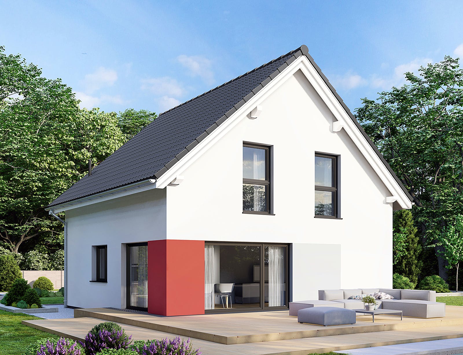 Fertighaus Point 110 von Danwood - Österreich Schlüsselfertig ab 225100€, Satteldach-Klassiker Außenansicht 1