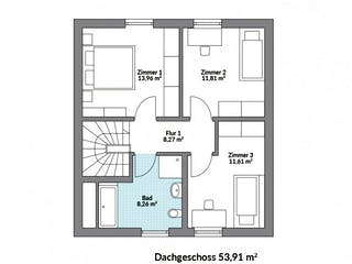 Fertighaus Point 110 von Danwood - Österreich Schlüsselfertig ab 258900€, Satteldach-Klassiker Grundriss 2