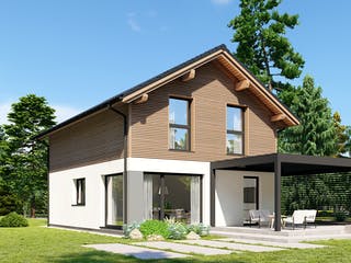 Fertighaus Point 116 von Danwood - Österreich Schlüsselfertig ab 276300€, Satteldach-Klassiker Außenansicht 1