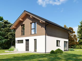 Fertighaus Point 116 von Danwood - Österreich Schlüsselfertig ab 276300€, Satteldach-Klassiker Außenansicht 2