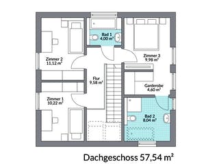 Fertighaus Point 121 von Danwood - Österreich Schlüsselfertig ab 293700€, Satteldach-Klassiker Grundriss 2