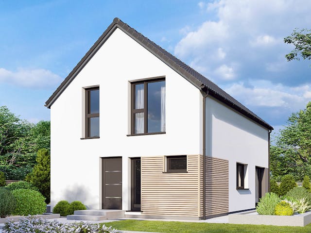 Fertighaus Point 124 von Danwood - Österreich Schlüsselfertig ab 278700€, Satteldach-Klassiker Außenansicht 1