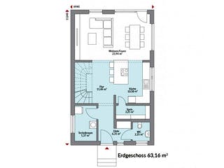 Fertighaus Point 124 von Danwood - Österreich Schlüsselfertig ab 278700€, Satteldach-Klassiker Grundriss 1