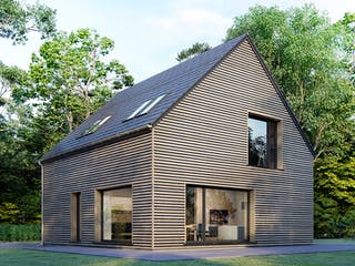 Fertighaus Point 128.1 von Danwood - Österreich Schlüsselfertig ab 265200€, Satteldach-Klassiker Außenansicht 1