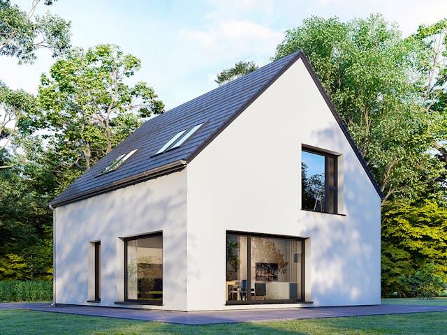 Fertighaus Point 128.1 von Danwood - Österreich Schlüsselfertig ab 286300€, Satteldach-Klassiker Außenansicht 3