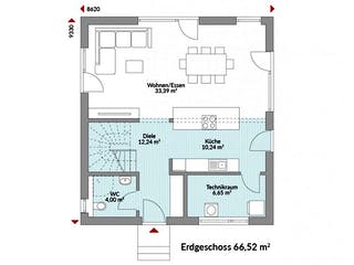 Fertighaus Point 128.2 von Danwood - Österreich Schlüsselfertig ab 291700€, Satteldach-Klassiker Grundriss 1