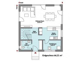 Fertighaus Point 128 von Danwood - Österreich Schlüsselfertig ab 273300€, Satteldach-Klassiker Grundriss 1