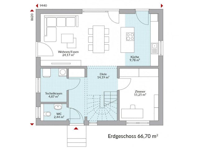 Fertighaus Point 130 von Danwood - Österreich Schlüsselfertig ab 275600€, Satteldach-Klassiker Grundriss 1 Fertighaus Point 130 von Danwood - Österreich Schlüsselfertig ab 275600€, Satteldach-Klassiker Grundriss 1