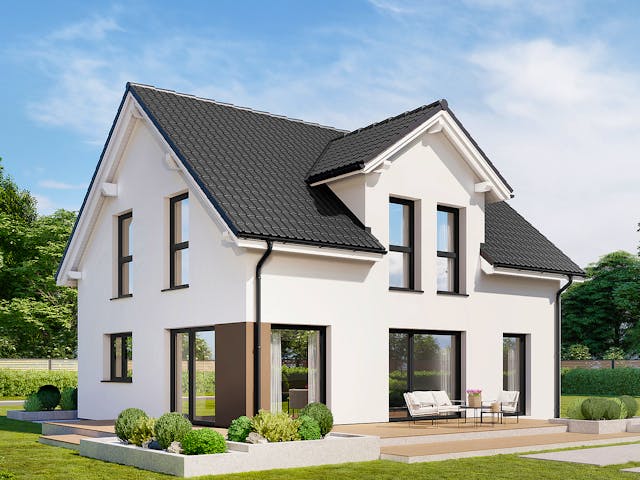 Fertighaus Point 133.1 von Danwood - Österreich Schlüsselfertig ab 306400€, Satteldach-Klassiker Außenansicht 1