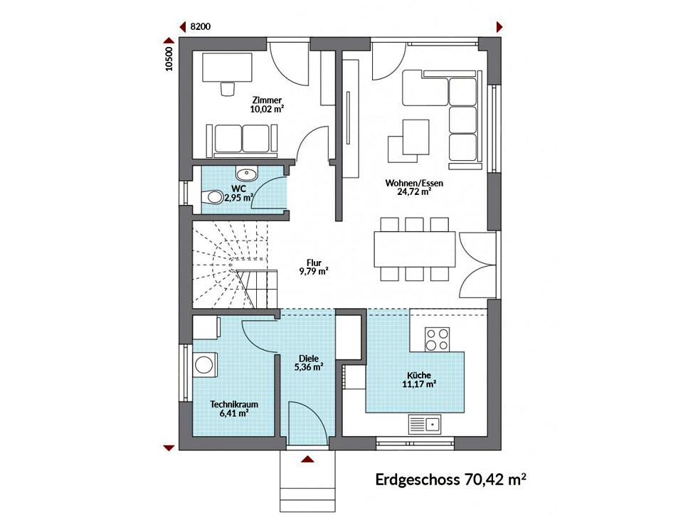 Fertighaus Point 138.1 von Danwood - Österreich Schlüsselfertig ab 258200€, Satteldach-Klassiker Grundriss 1