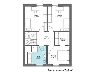 Fertighaus Point 138.1 von Danwood - Österreich Schlüsselfertig ab 296200€, Satteldach-Klassiker Grundriss 2