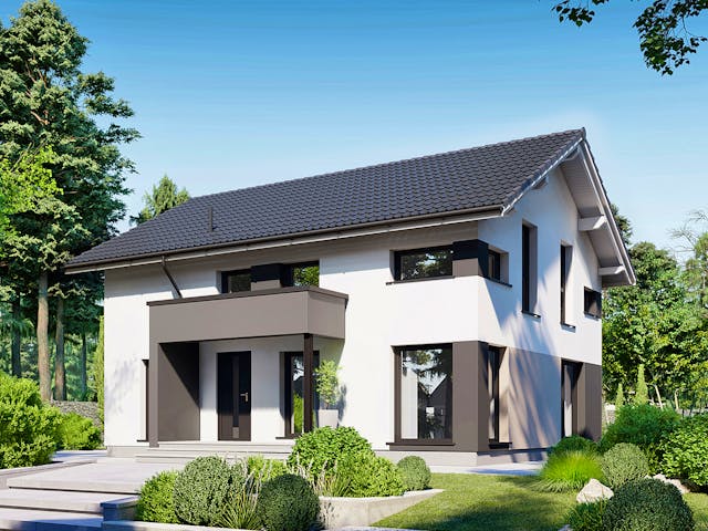 Fertighaus Point 140 von Danwood - Österreich Schlüsselfertig ab 346900€, Satteldach-Klassiker Außenansicht 1