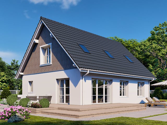 Fertighaus Point 142.1 von Danwood - Österreich Schlüsselfertig ab 297500€, Satteldach-Klassiker Außenansicht 1