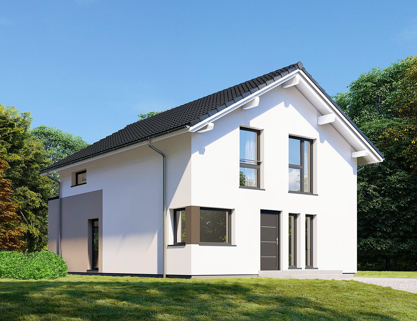 Fertighaus Point 143 von Danwood - Österreich Schlüsselfertig ab 279100€, Satteldach-Klassiker Außenansicht 2