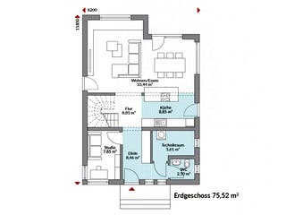Fertighaus Point 143 von Danwood - Österreich Schlüsselfertig ab 324500€, Satteldach-Klassiker Grundriss 1