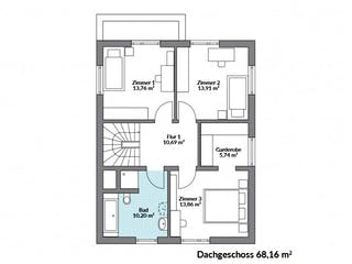 Fertighaus Point 143 von Danwood - Österreich Schlüsselfertig ab 324500€, Satteldach-Klassiker Grundriss 2