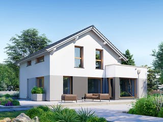 Fertighaus Point 144 von Danwood - Österreich Schlüsselfertig ab 323100€, Satteldach-Klassiker Außenansicht 1