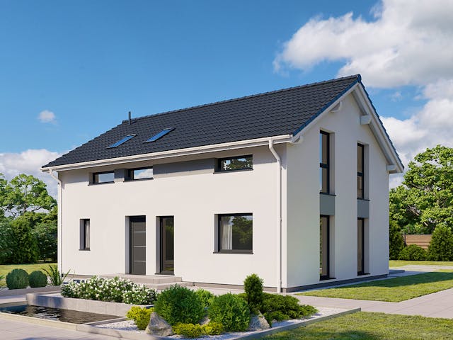 Fertighaus Point 145 von Danwood - Österreich Schlüsselfertig ab 332800€, Satteldach-Klassiker Außenansicht 1