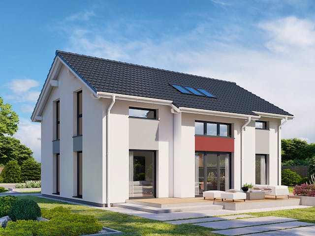 Fertighaus Point 145 von Danwood - Österreich Schlüsselfertig ab 351500€, Satteldach-Klassiker Außenansicht 2