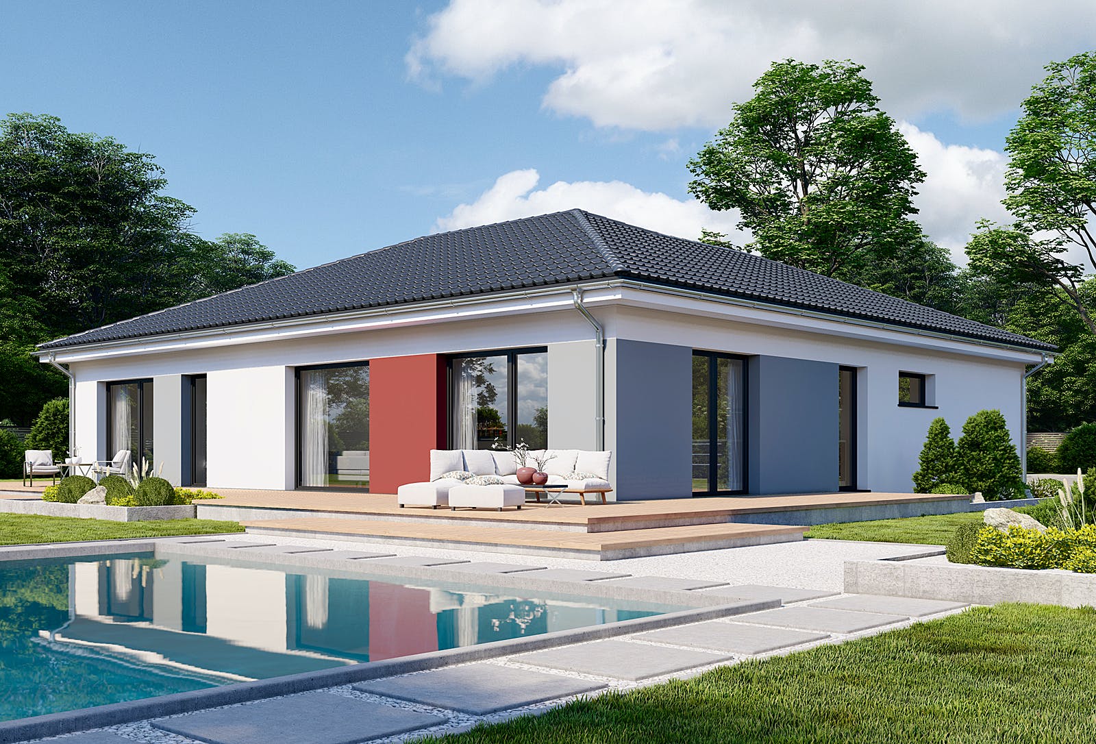 Fertighaus Privat 148 von Danwood - Österreich Schlüsselfertig ab 320000€, Bungalow Außenansicht 2