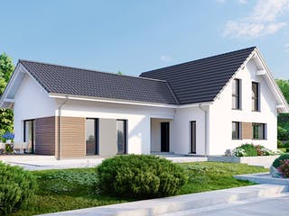 Fertighaus Privat 174 von Danwood - Österreich Schlüsselfertig ab 421900€, Satteldach-Klassiker Außenansicht 2