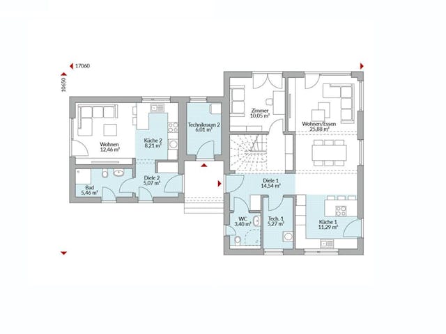 Fertighaus Privat 174 von Danwood - Österreich Schlüsselfertig ab 421900€, Satteldach-Klassiker Grundriss 1