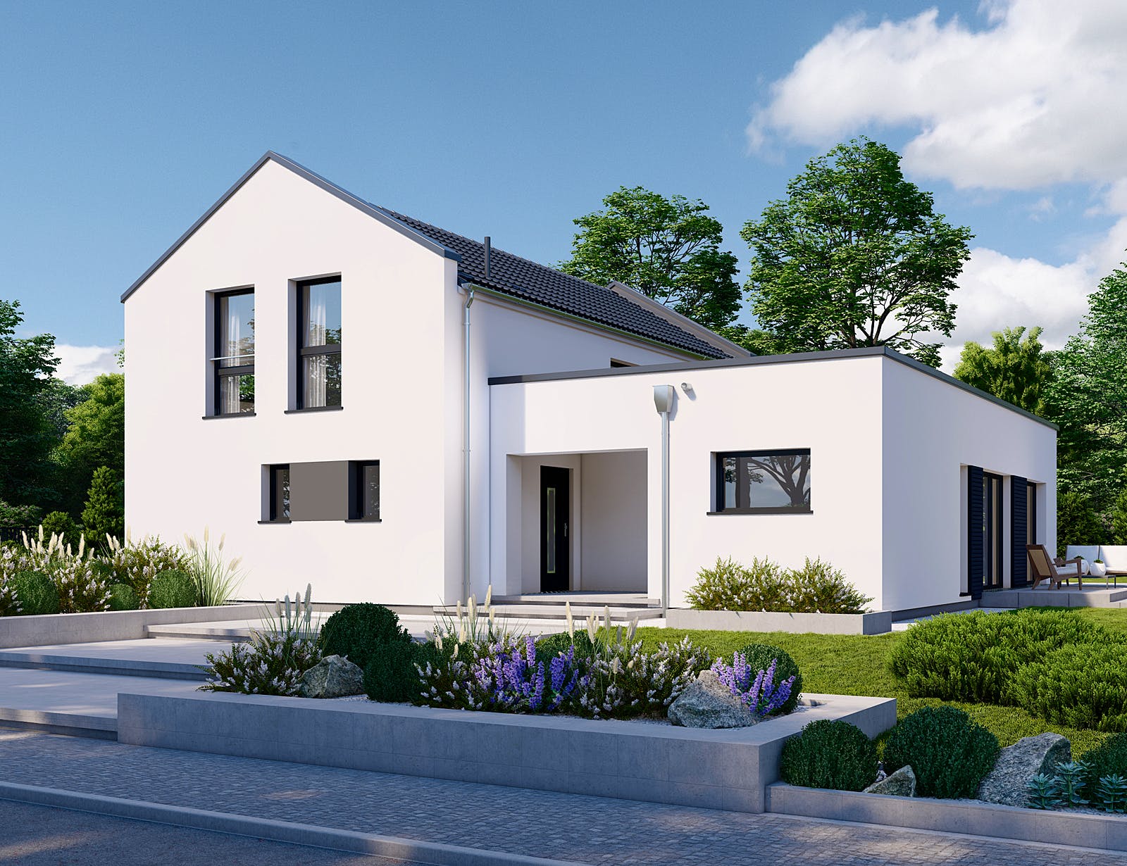 Fertighaus Privat 191 von Danwood - Österreich Schlüsselfertig ab 391300€, Satteldach-Klassiker Außenansicht 2